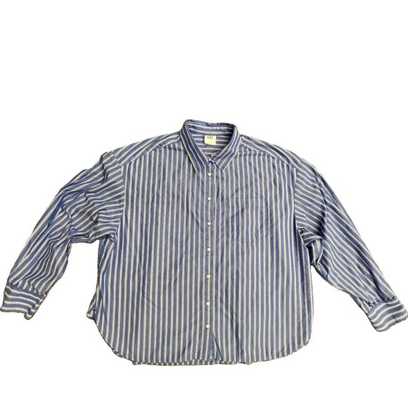 Gap Tops - GAP Blue & White Striped Long Sleeve Button Up LG Cotton Classic Preppy Capsule